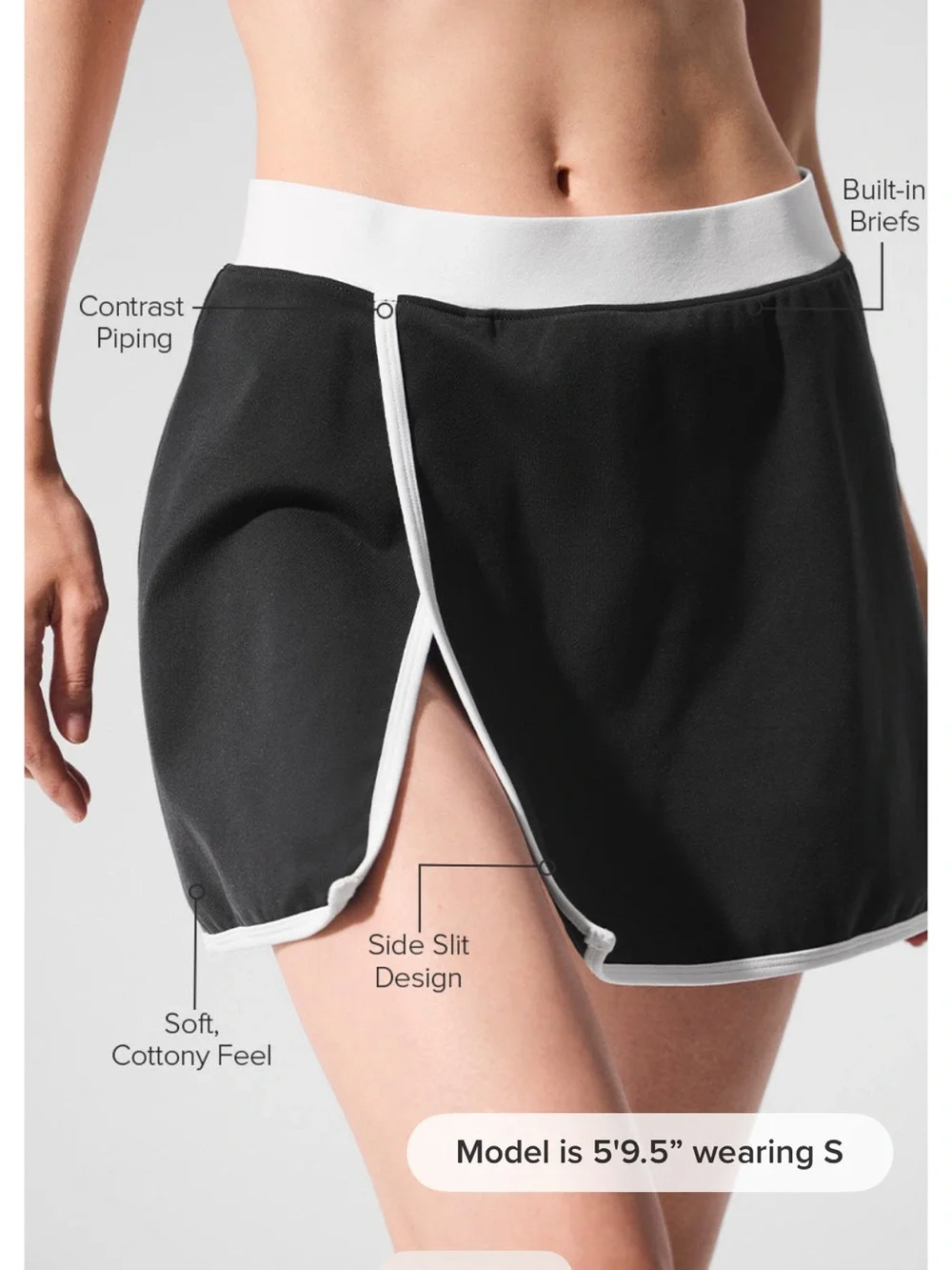Airbrush Streamlined ALO Yoga Black Skort with White Trim